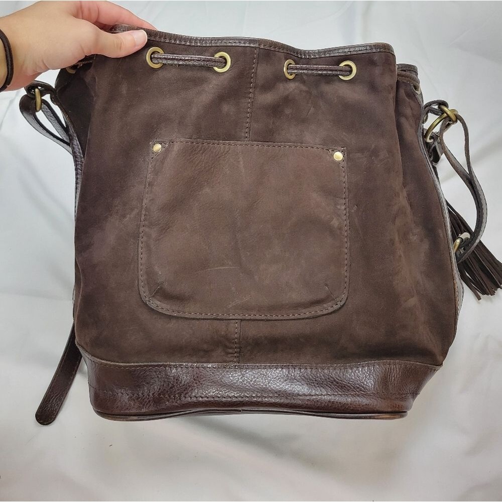 Patricia Nash Chocolate Brown Melrose Drawstring Floret Key Fob Large Bag - Picture 4 of 12